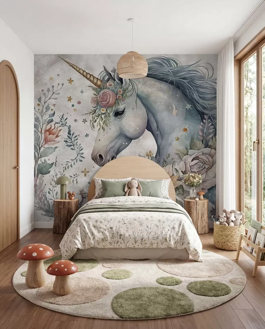 Papier peint Licorne en fleurs u95404