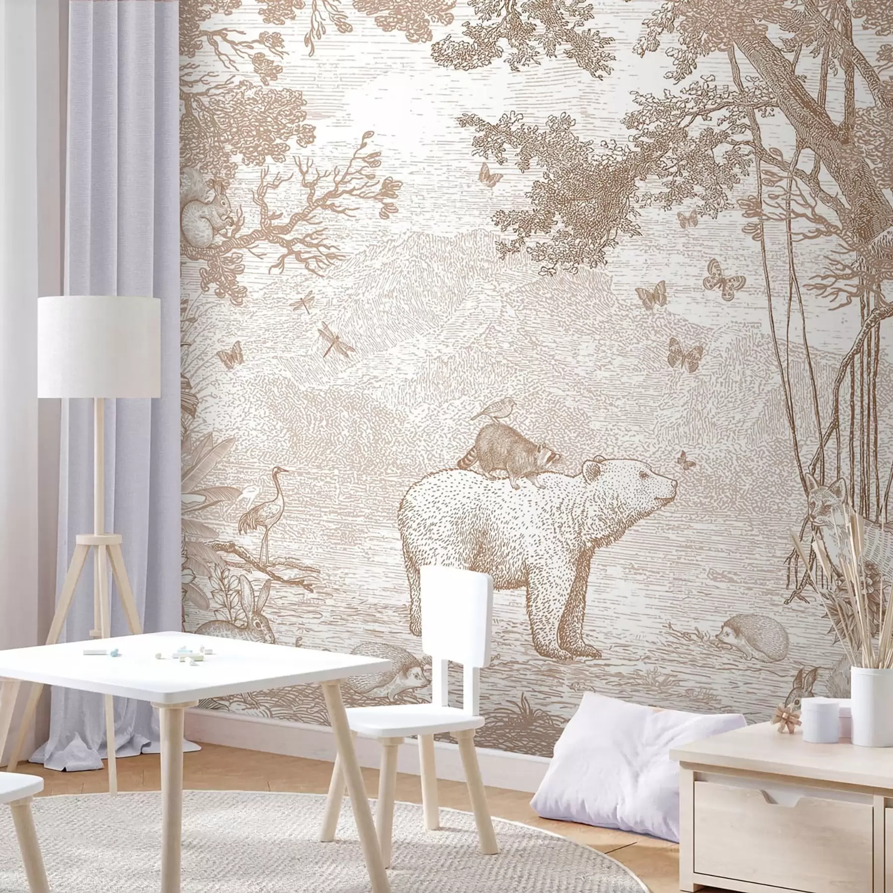 Papier peint Forêt féérique avec d'adorables animaux u95425