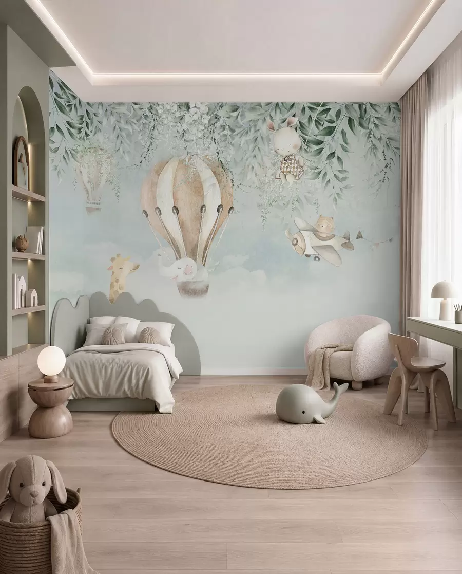 Papier peint Montgolfière sur le jardin u95429