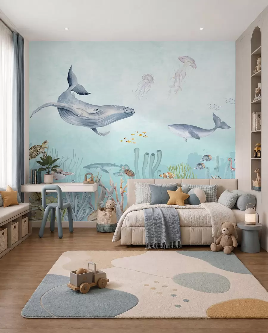 Papier peint Baleines et amis marins u95446