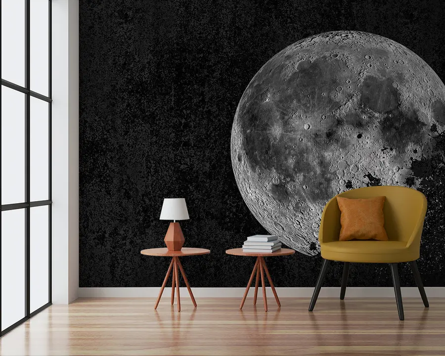 Papier peint Conception de papier peint avec lune dissoute sur fond grunge noir u95521