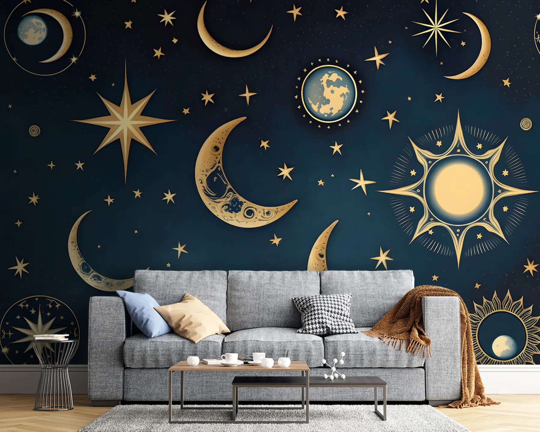Papier peint ciel étoilé et lune u95630