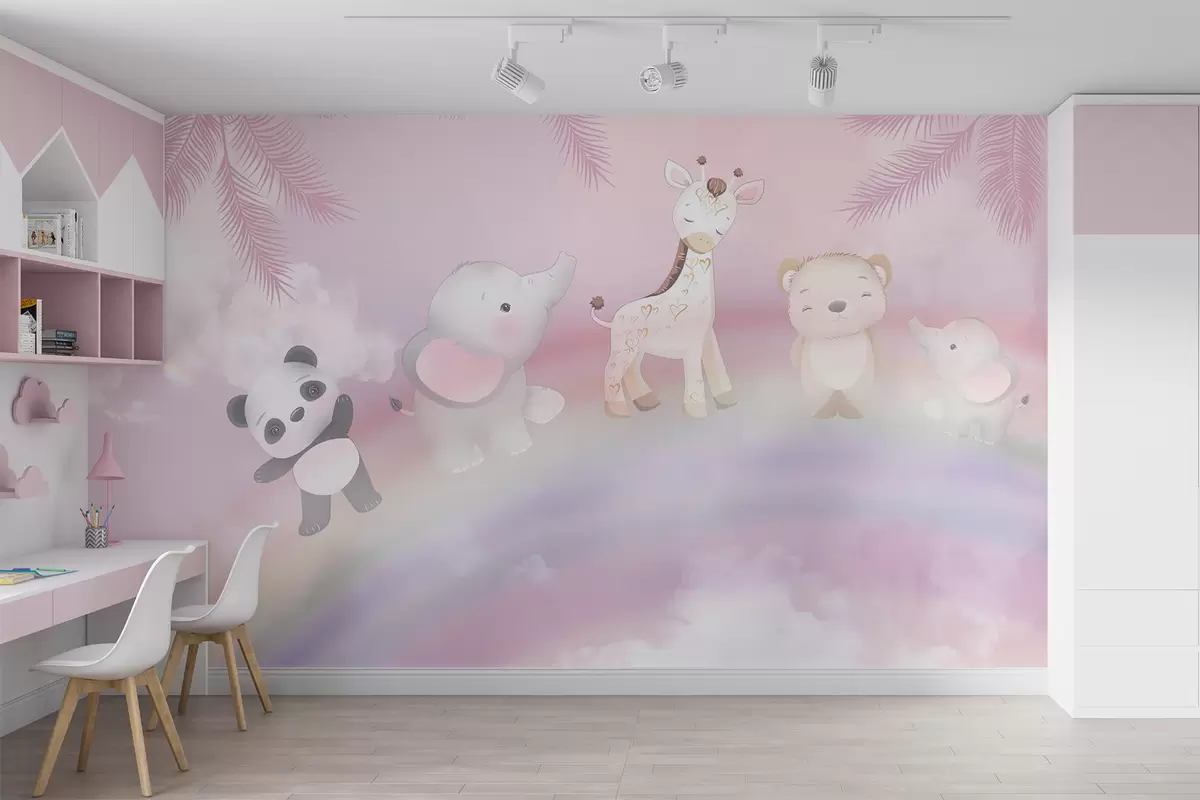 Papier peint Animaux sur l'arc-en-ciel u95382