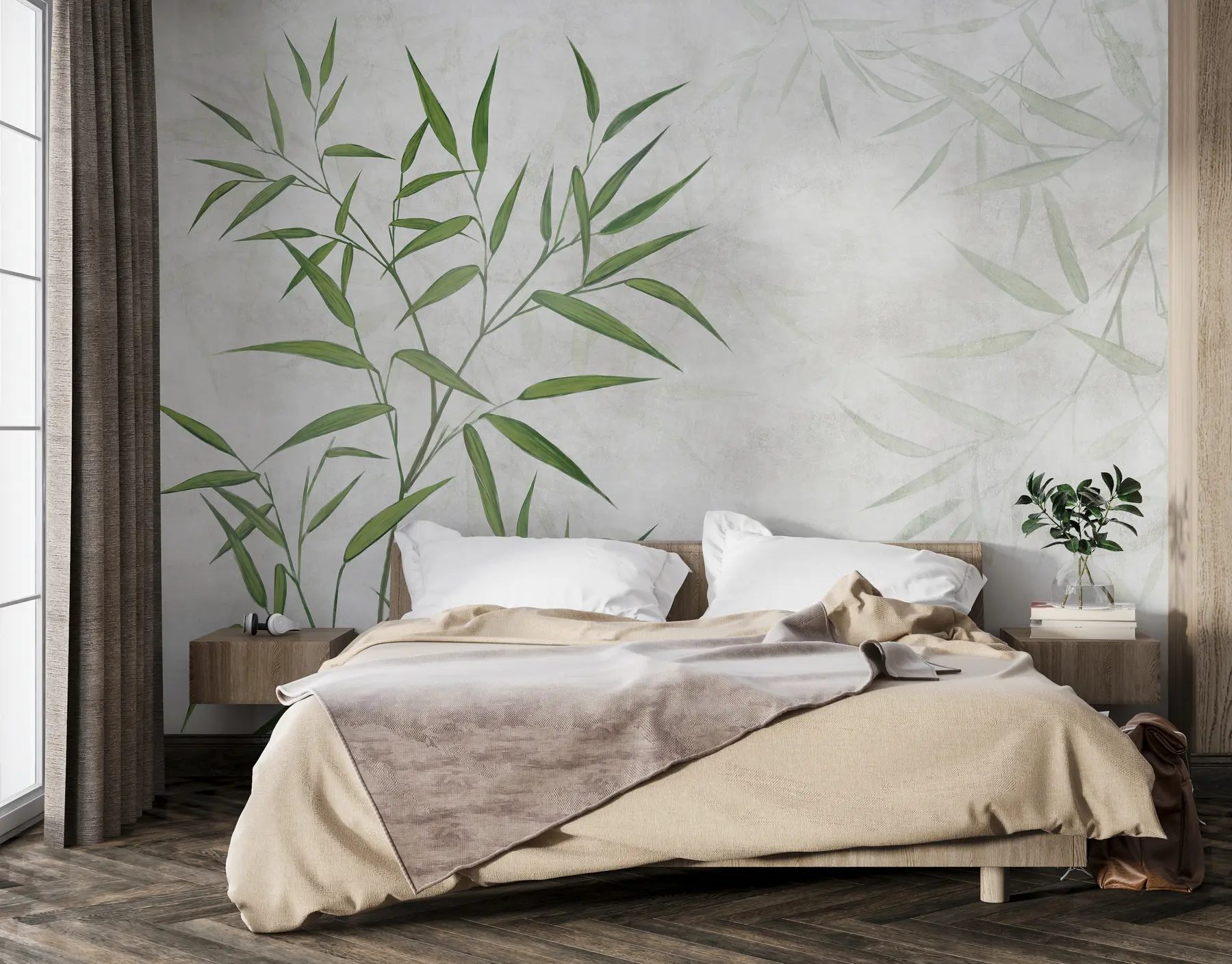 Papier peint feuilles de bambou roseau u95921