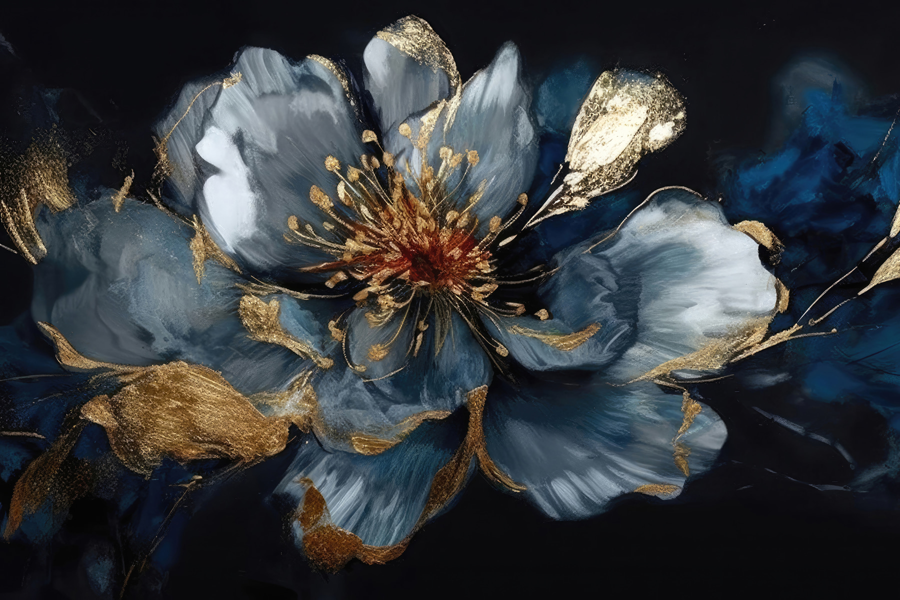 Décalcomanie Murale 3D Fleurs Bleues 332 - Papier Peint Vinyle Pour Contremarche Escalier