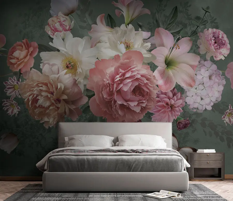 Papier peint Un jardin fleuri de fleurs avec un papillon u95818