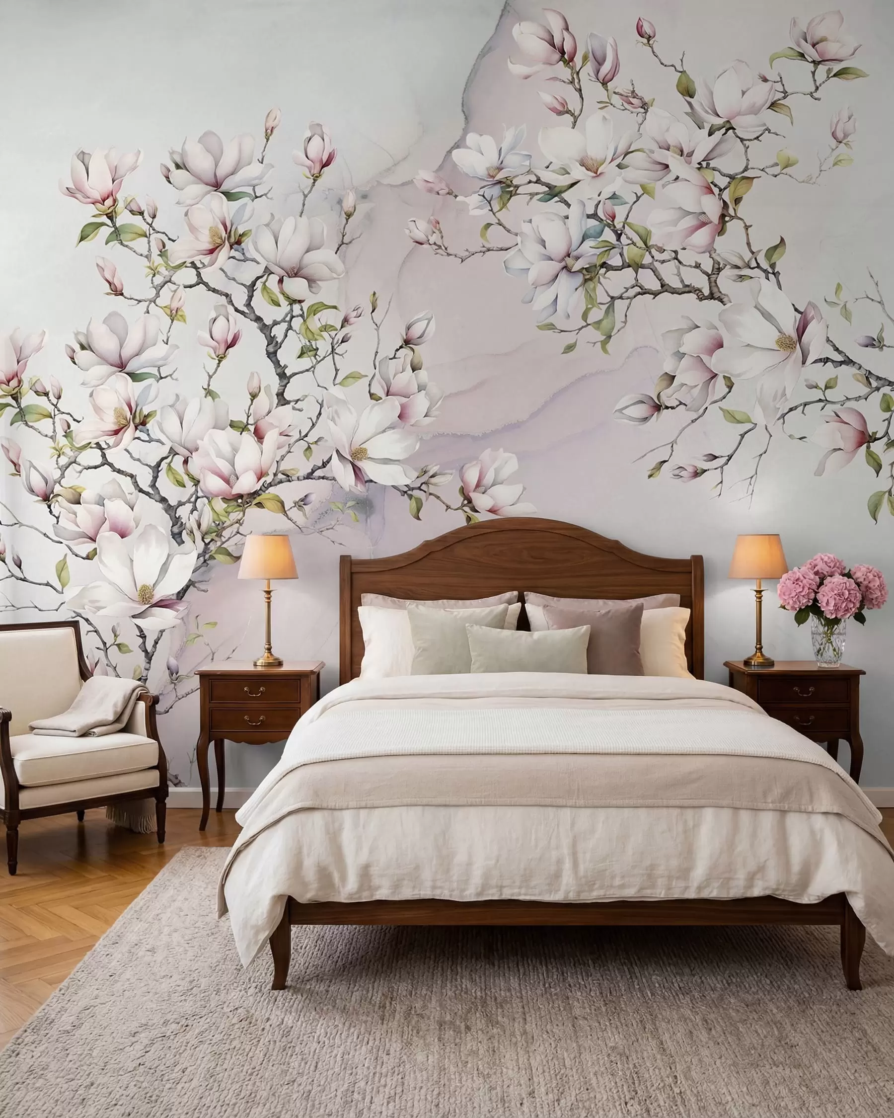 Papier peint Magnolia sur marbre u96114