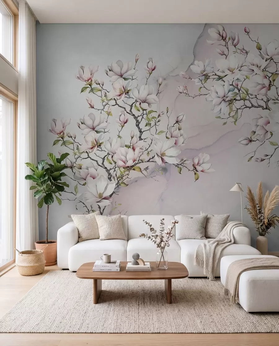 Papier peint Magnolia sur marbre u96114