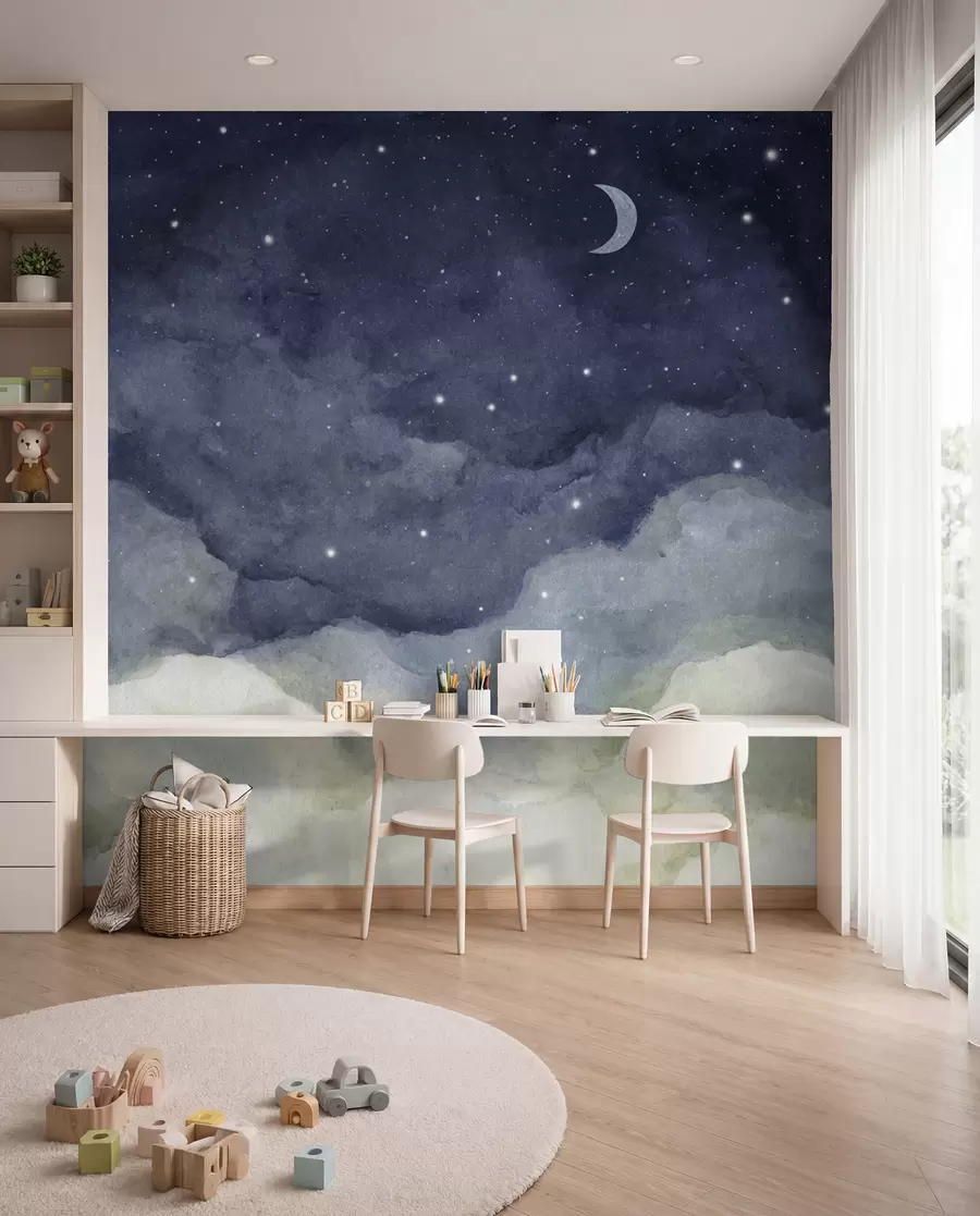 Papier peint Croissant de lune et nuages u96076