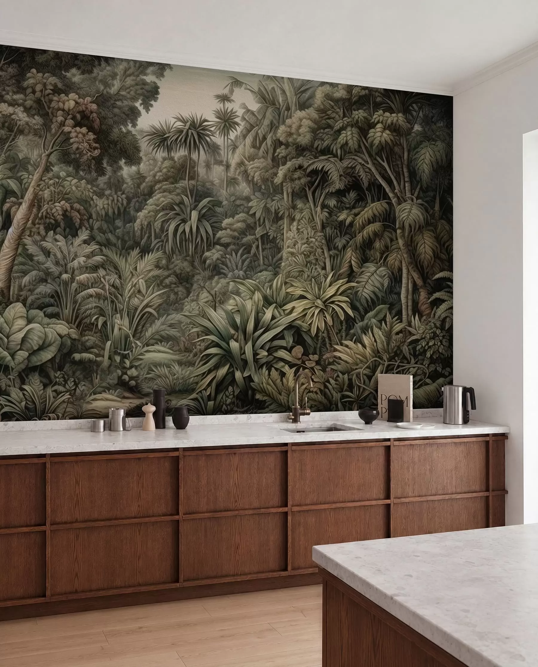 Papier peint Belle jungle verte abstraite avec des feuilles tropicales u96093
