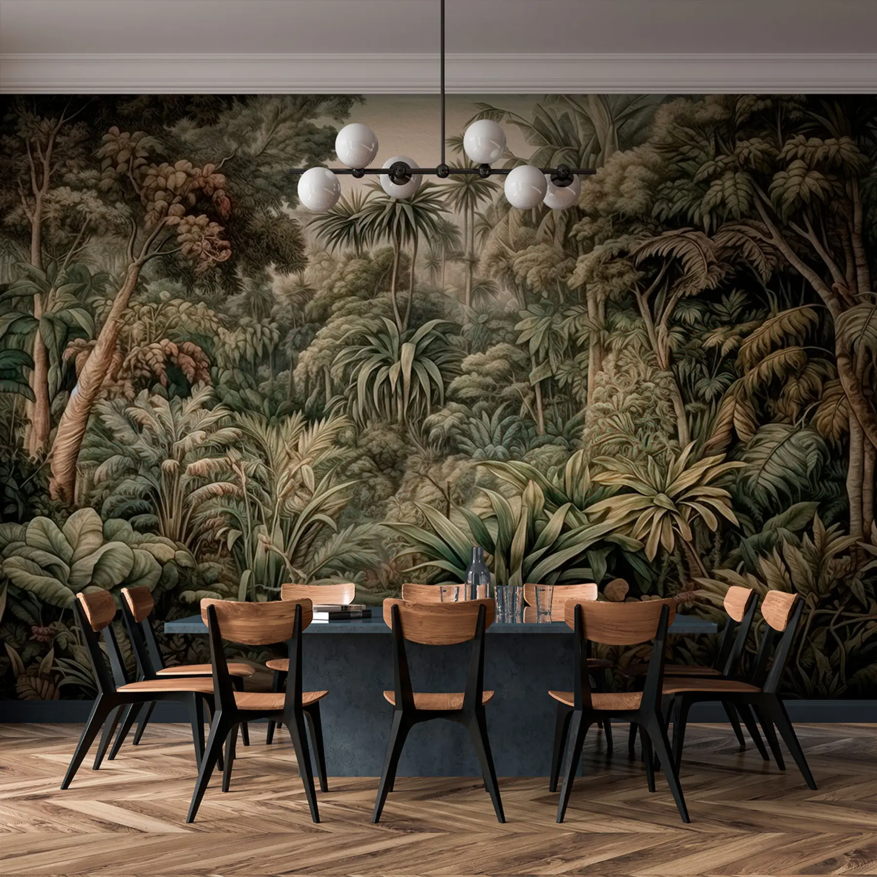 Papier peint Belle jungle verte abstraite avec des feuilles tropicales u96093