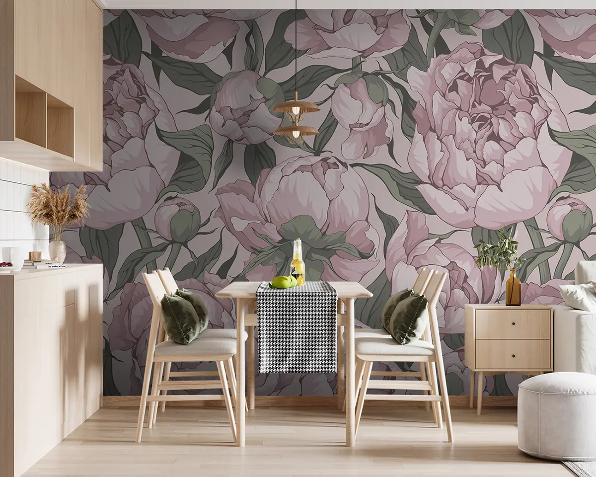 Papier peint Pivoines en fleurs aux couleurs pastel u95849