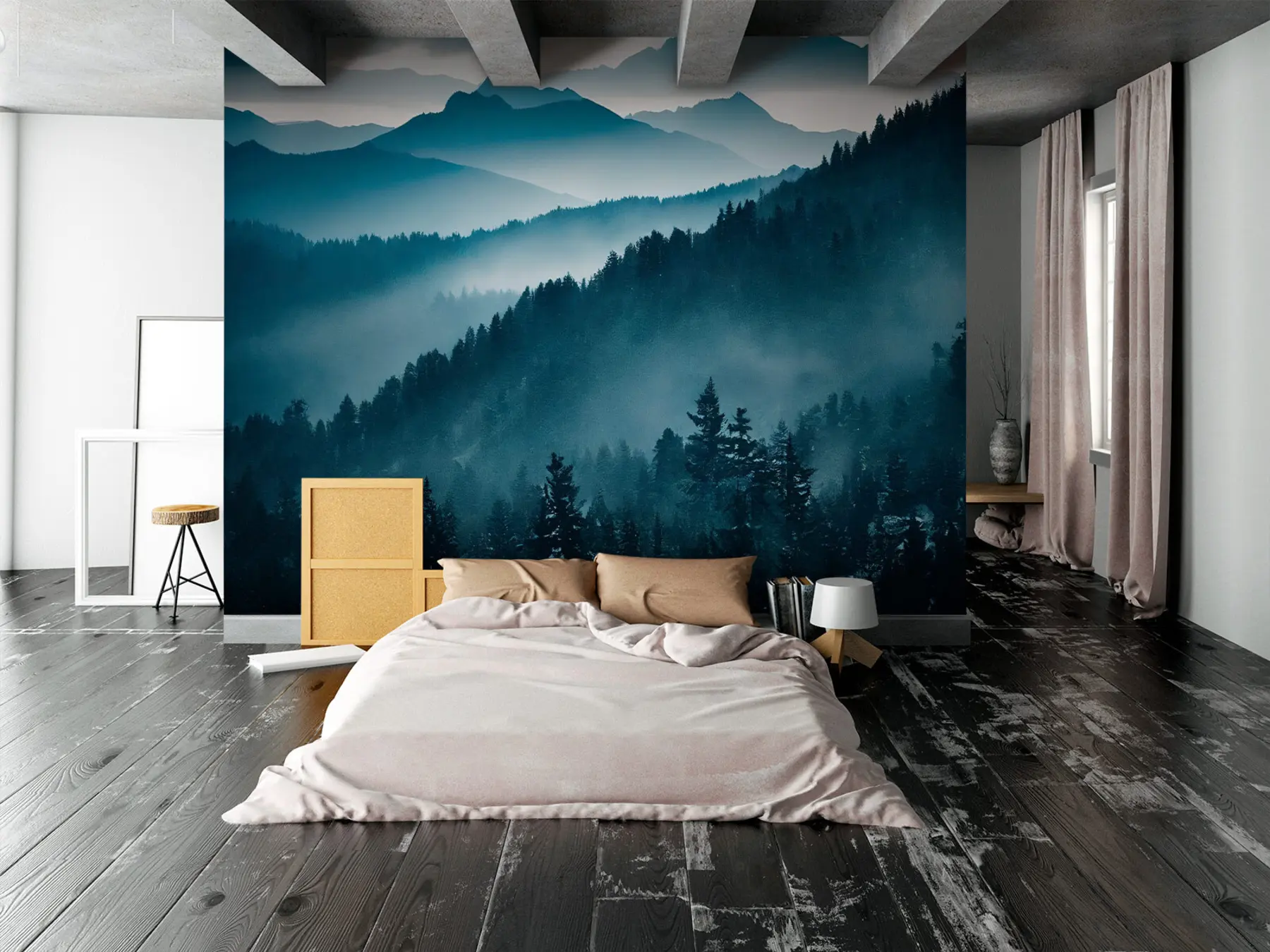 Papier peint Paysage de montagne monde bleu u96041