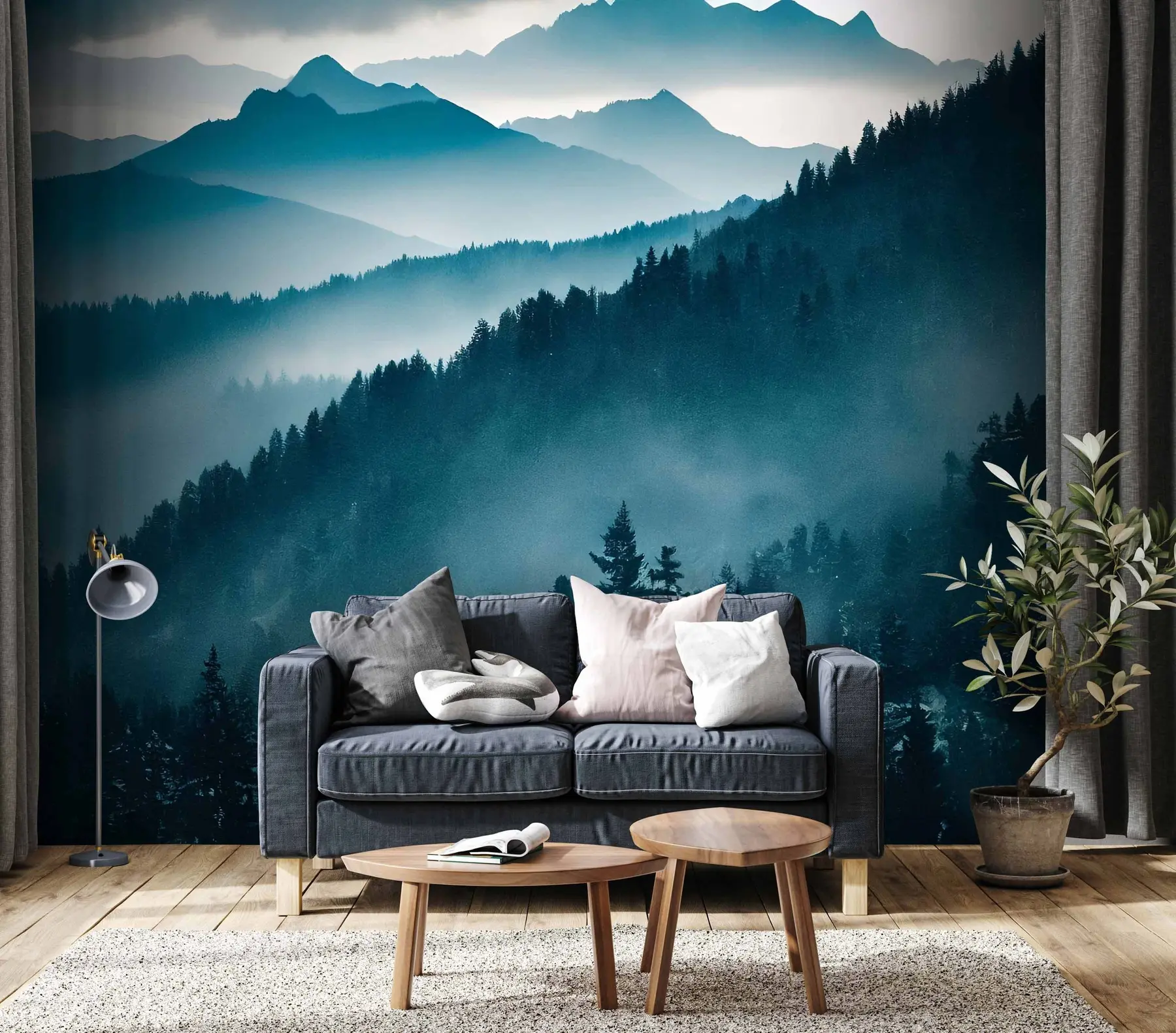 Papier peint Paysage de montagne monde bleu u96041