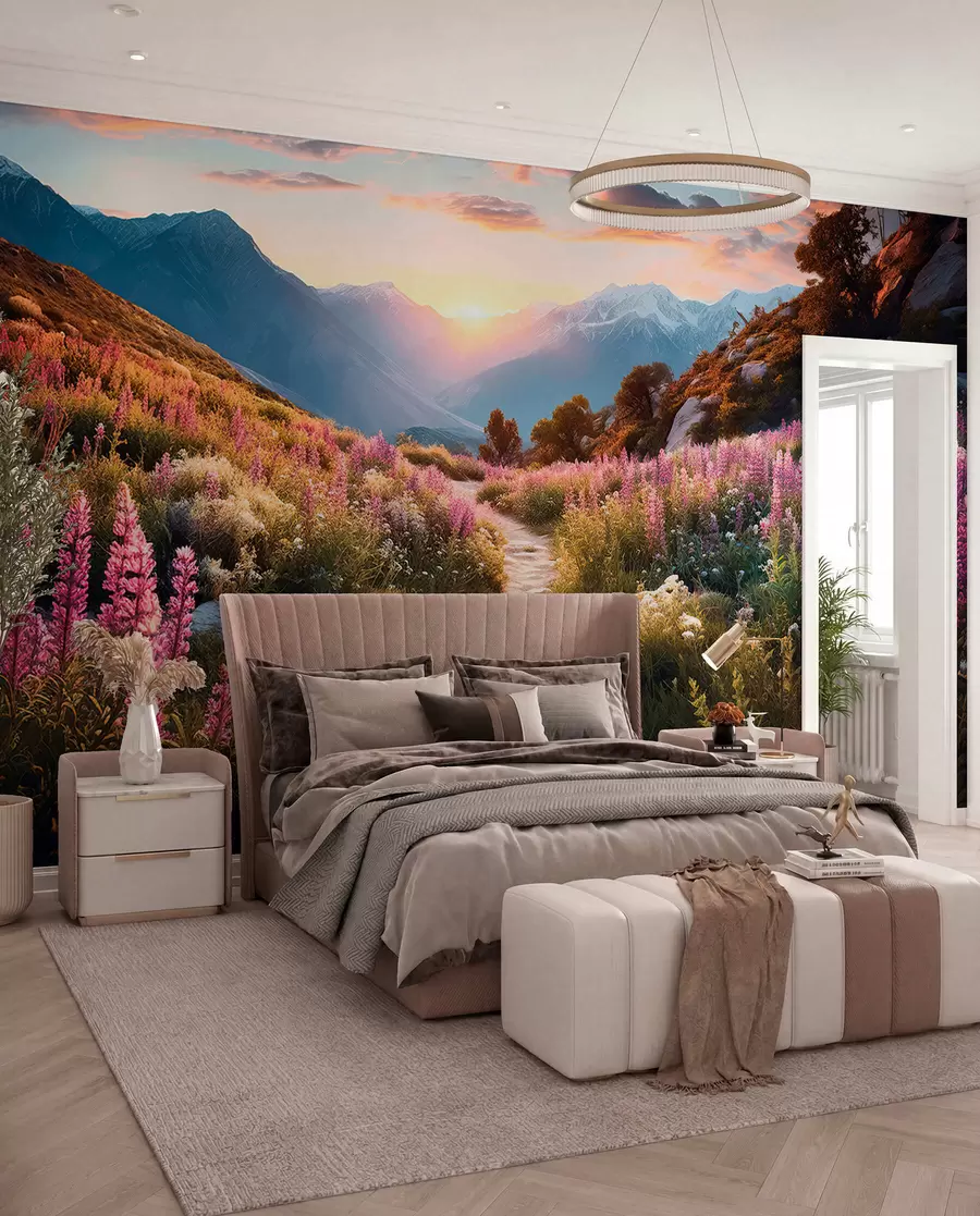 Papier peint Fleurs magiques de paysage de montagne u96210