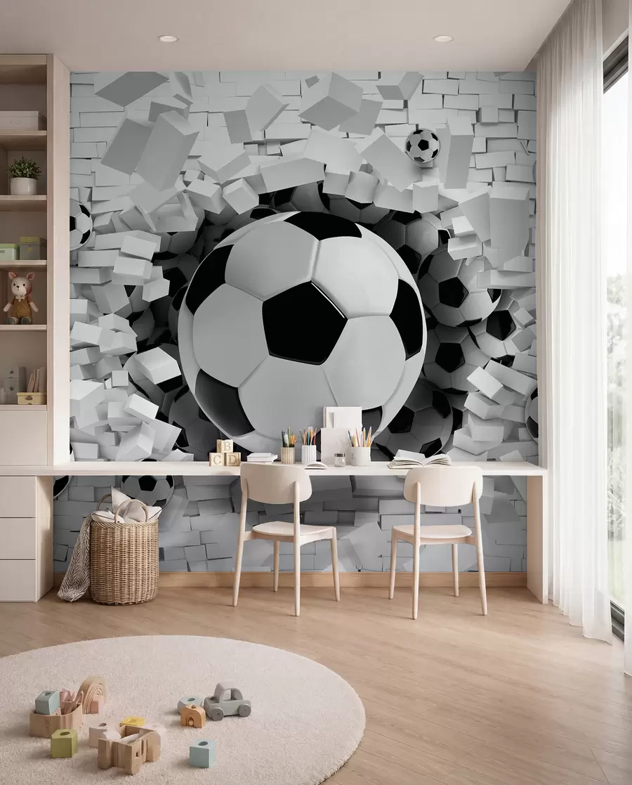 Papier peint Le ballon traverse le mur u96315