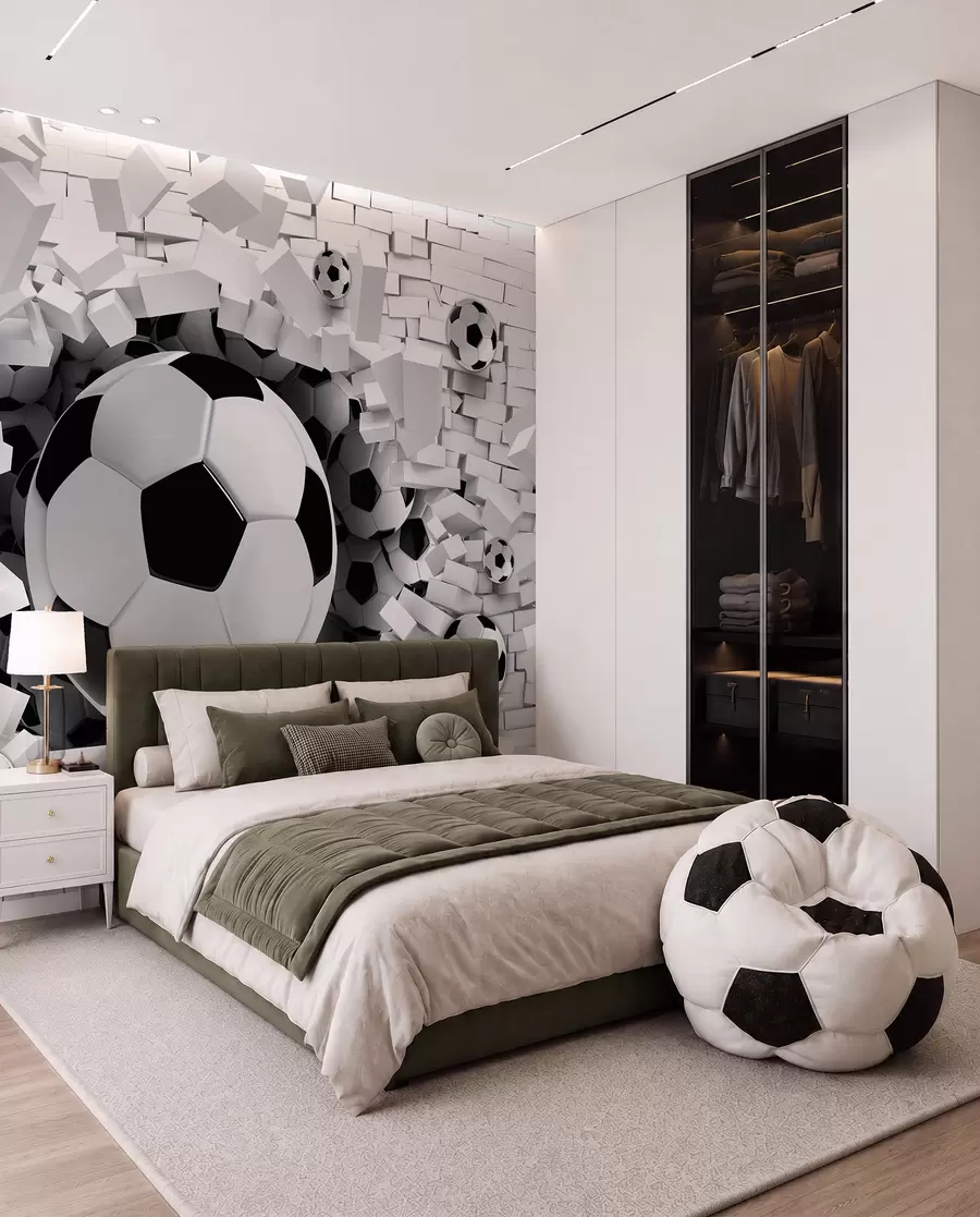 Papier peint Le ballon traverse le mur u96315