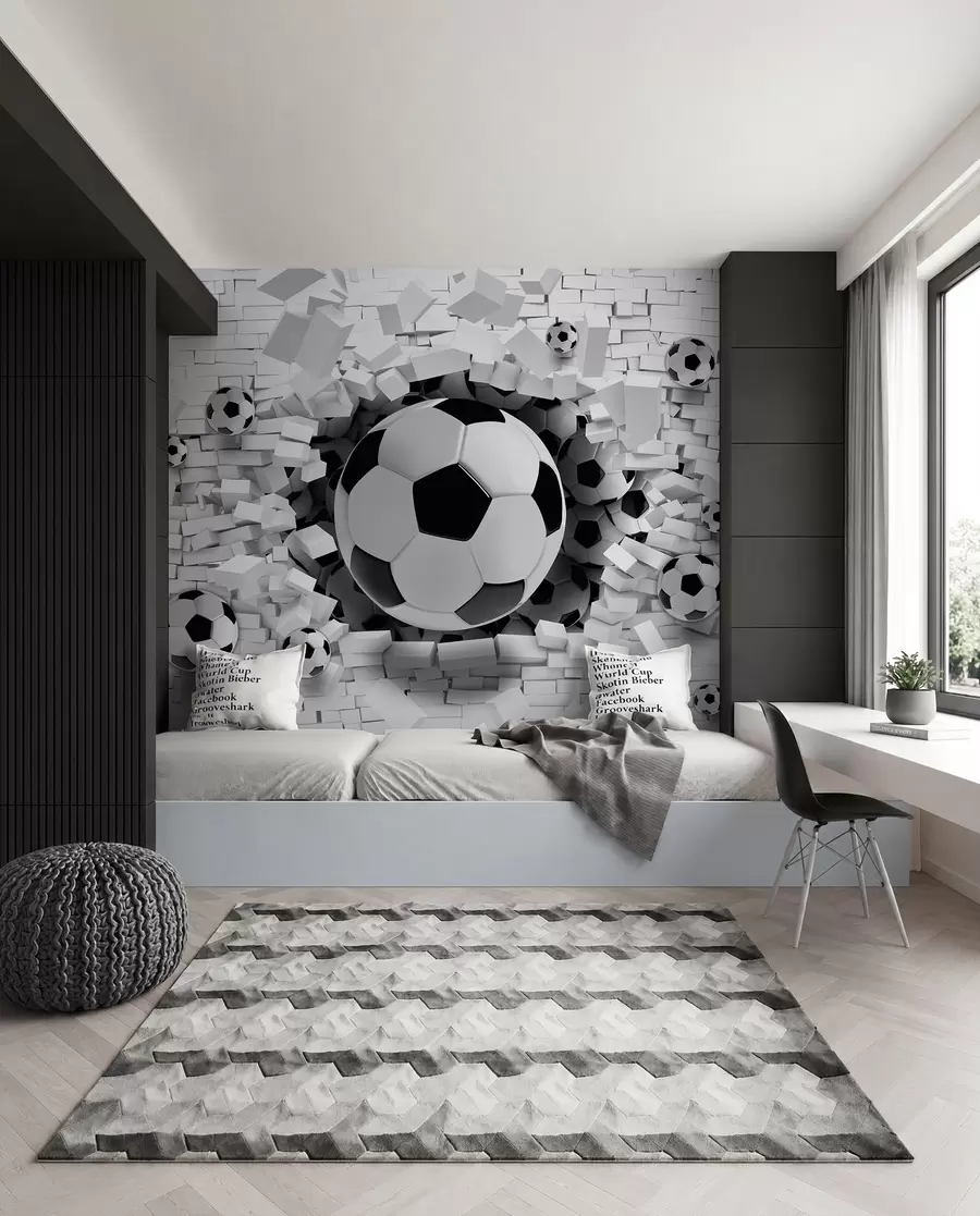 Papier peint Le ballon traverse le mur u96315