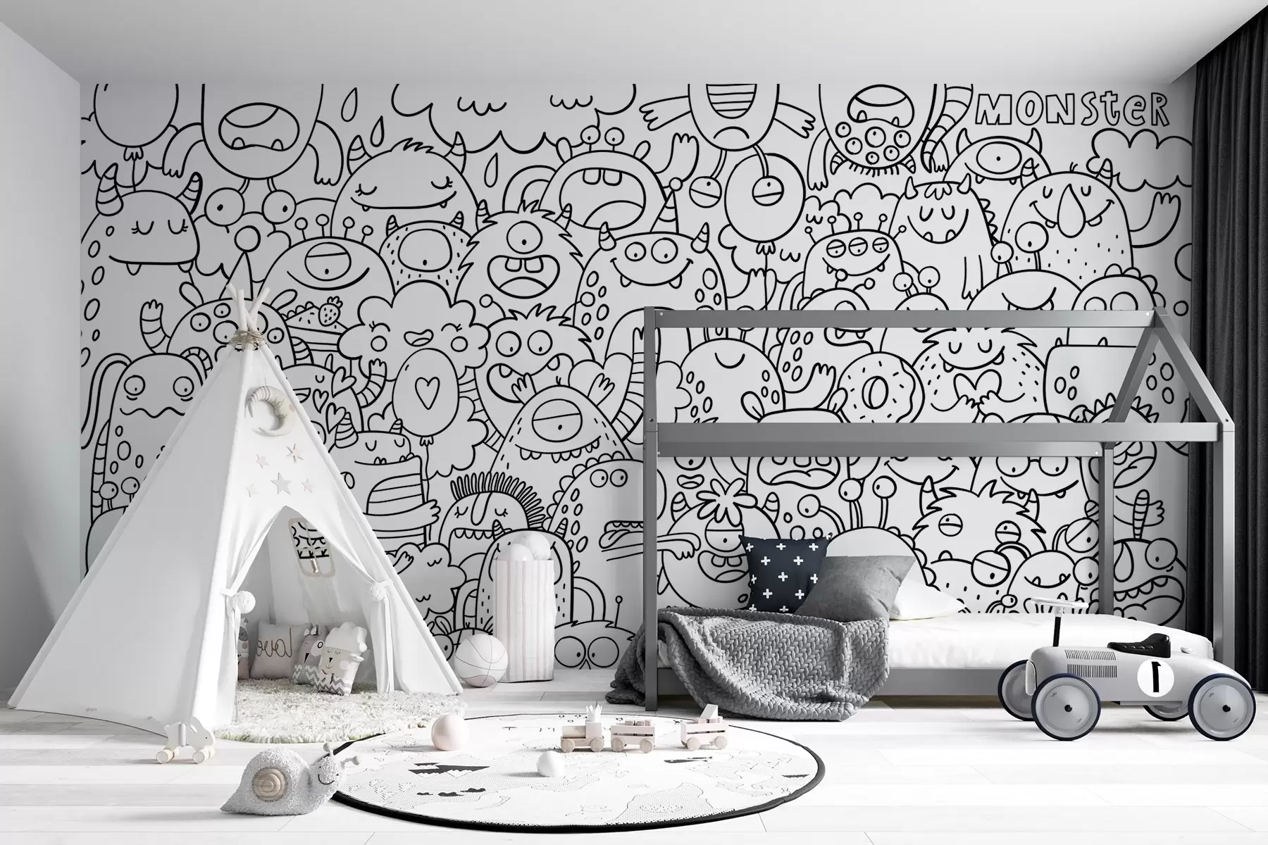 Papier peint Coloriage de papier peint Monstres rigolos pour enfants u96393