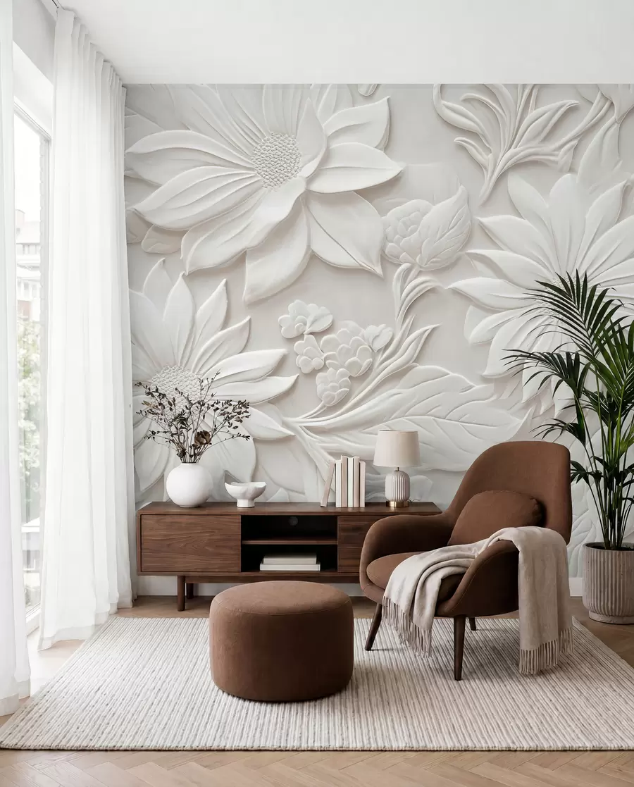 Papier peint fleurs en 3D u96695