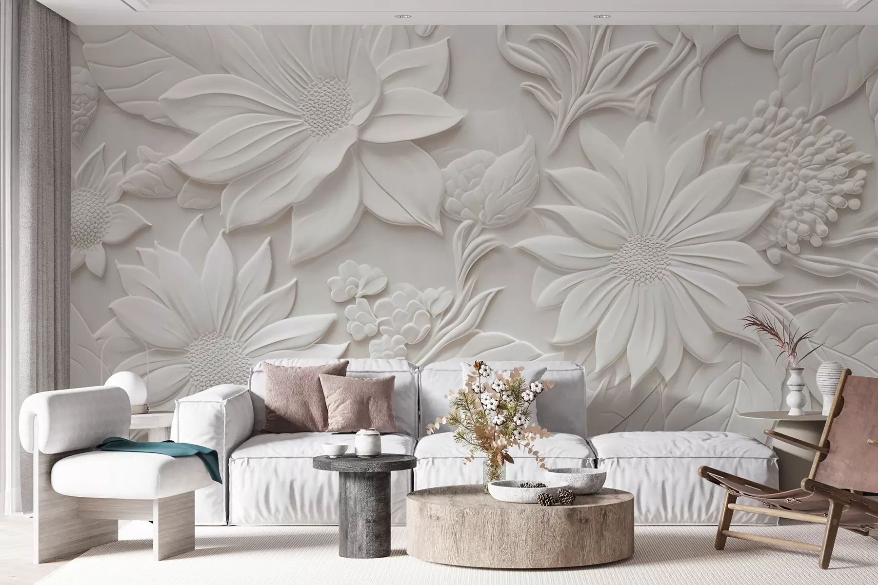 Papier peint fleurs en 3D u96695