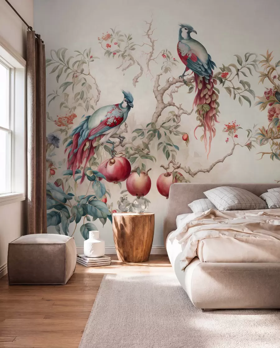 Papier peint Oiseaux sur les branches d'une grenade u95667