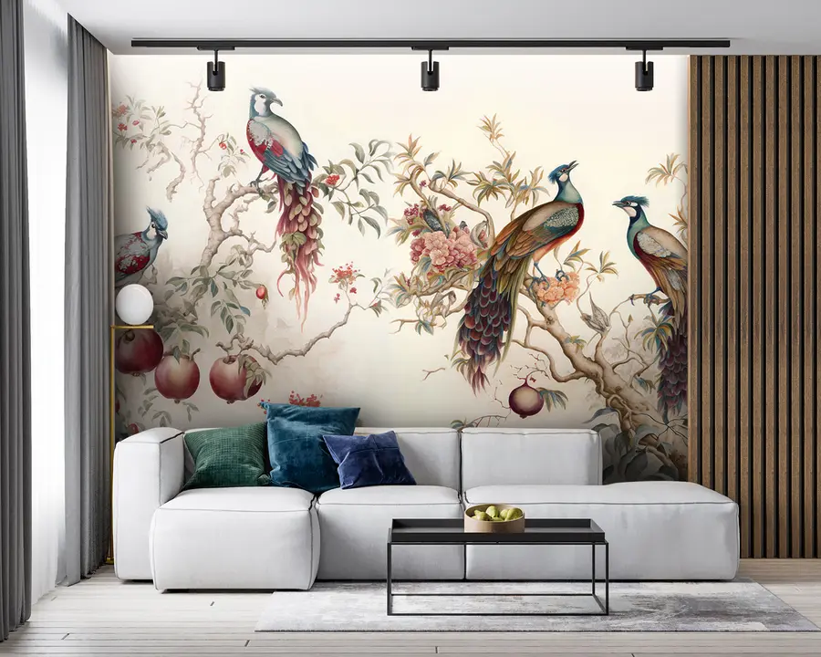 Papier peint Oiseaux sur les branches d'une grenade u95667