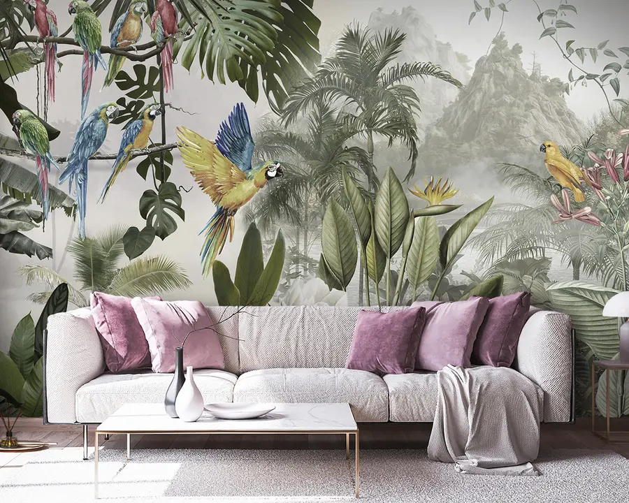 Papier peint Perroquets dans la forêt tropicale u95693