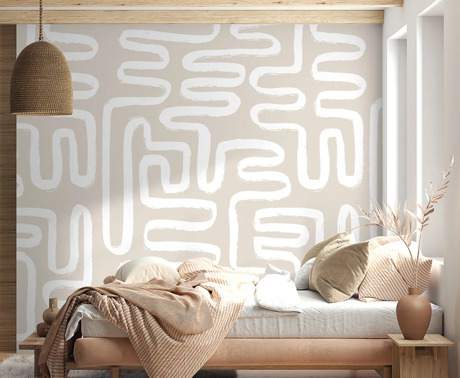Papier peint Labyrinthe abstrait aux couleurs pastel u96457