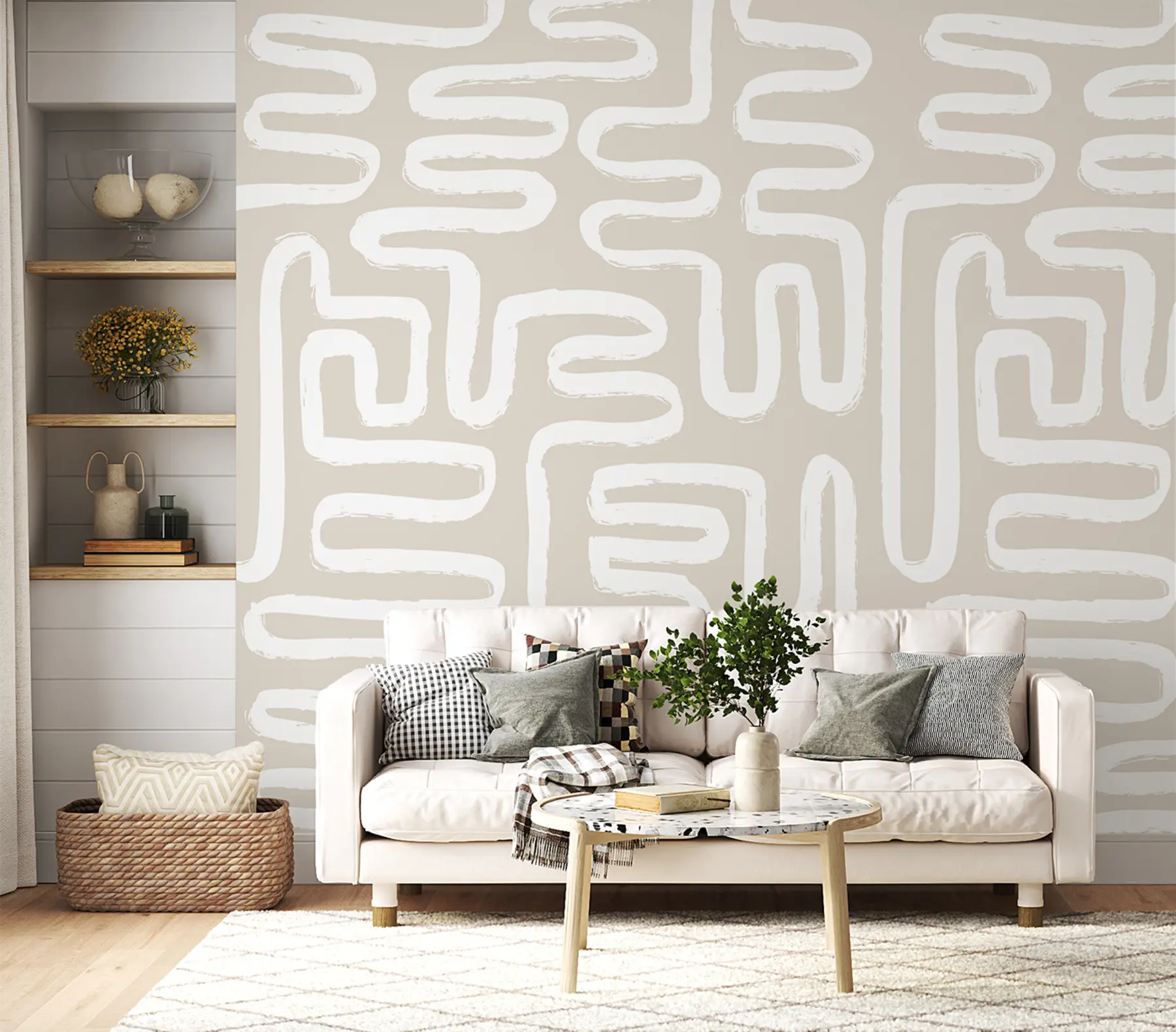 Papier peint Labyrinthe abstrait aux couleurs pastel u96457