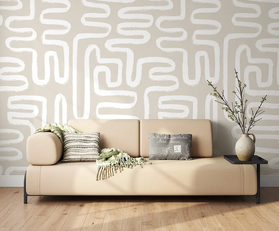 Papier peint Labyrinthe abstrait aux couleurs pastel u96457