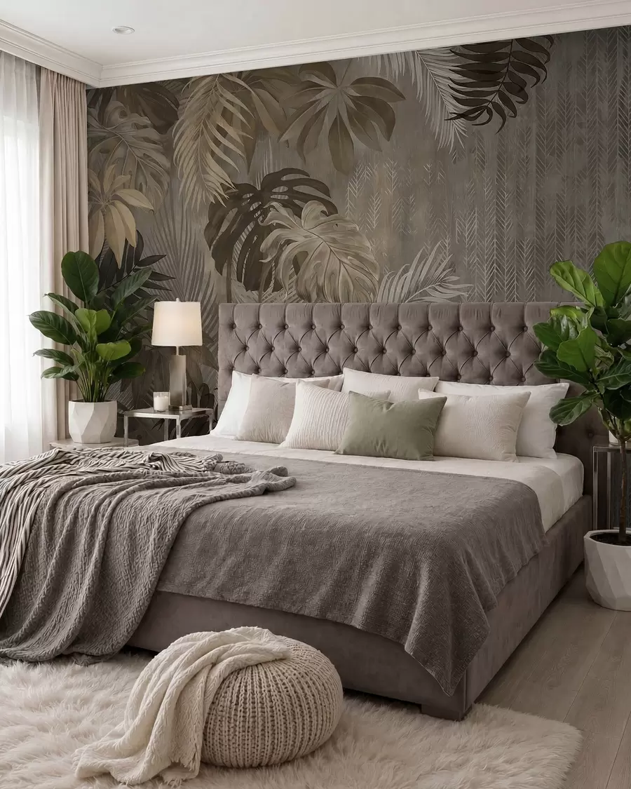 Papier peint Feuilles tropicales dans un style grunge u97012