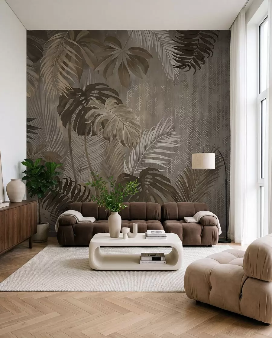 Papier peint Feuilles tropicales dans un style grunge u97012