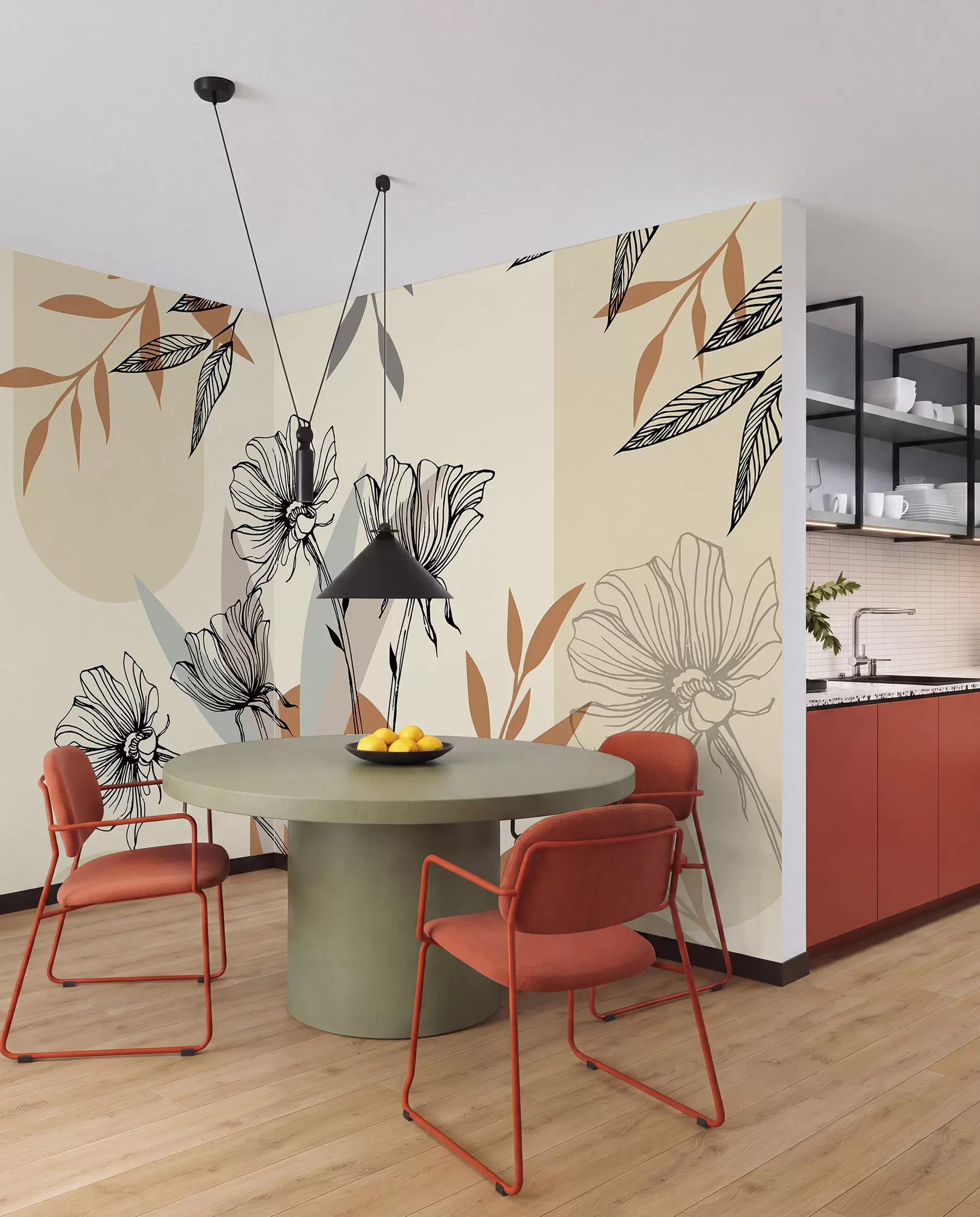 Papier peint Fonds d'écran populaires de style bohème avec des fleurs u97028