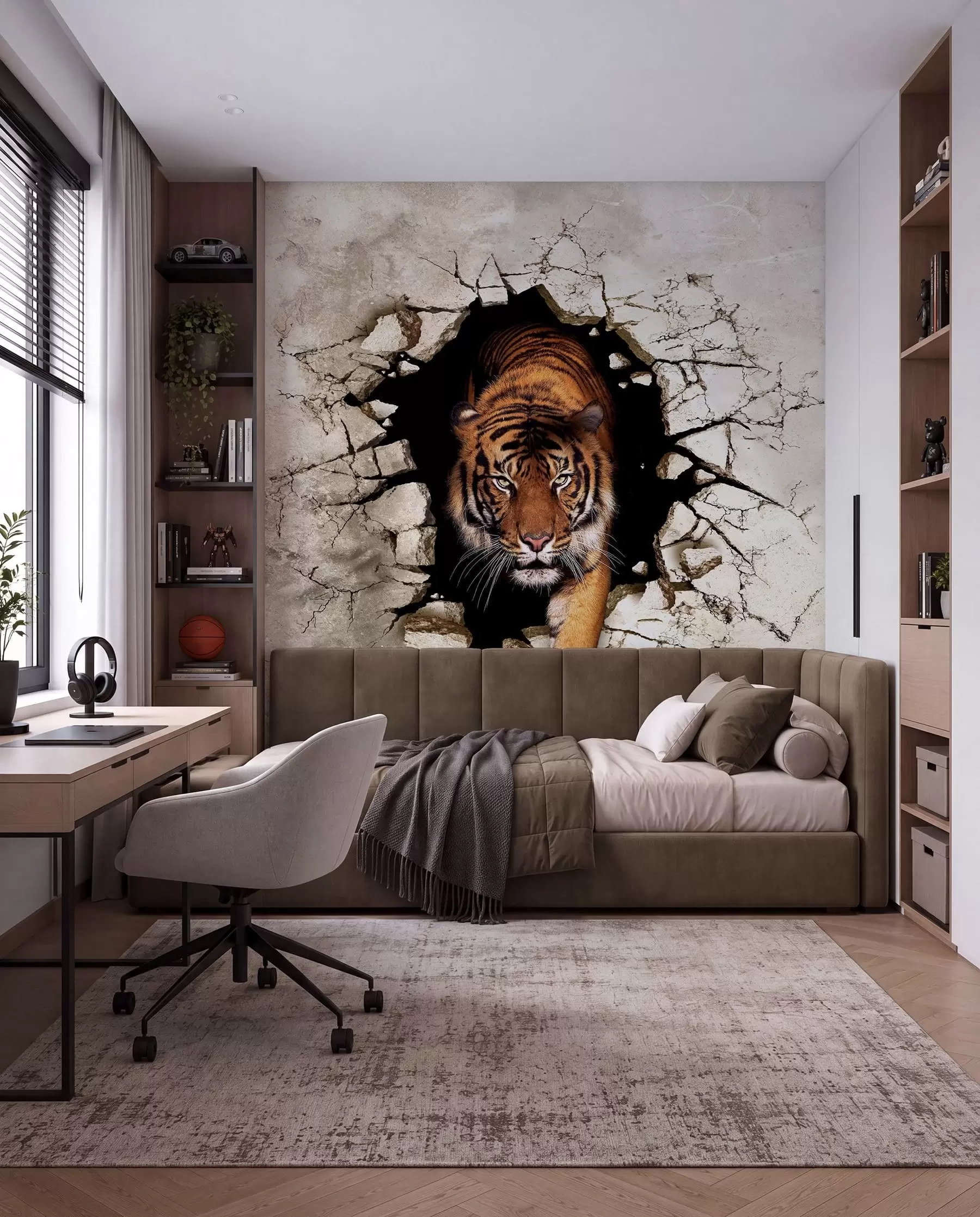 Papier peint Le tigre perce le mur u97031