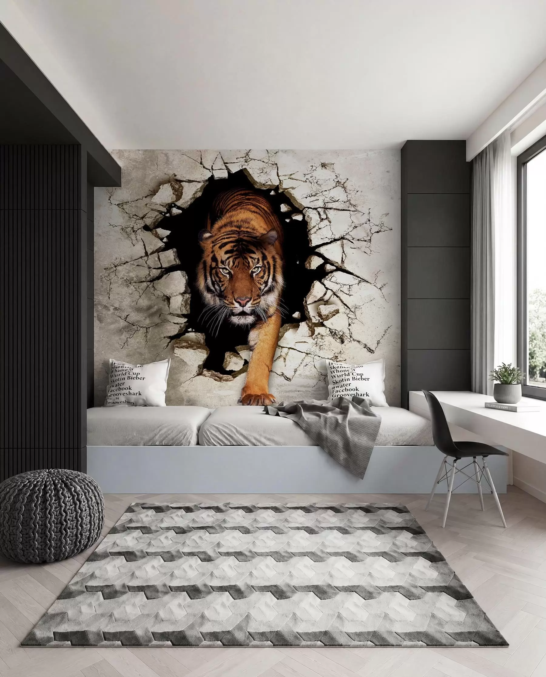 Papier peint Le tigre perce le mur u97031