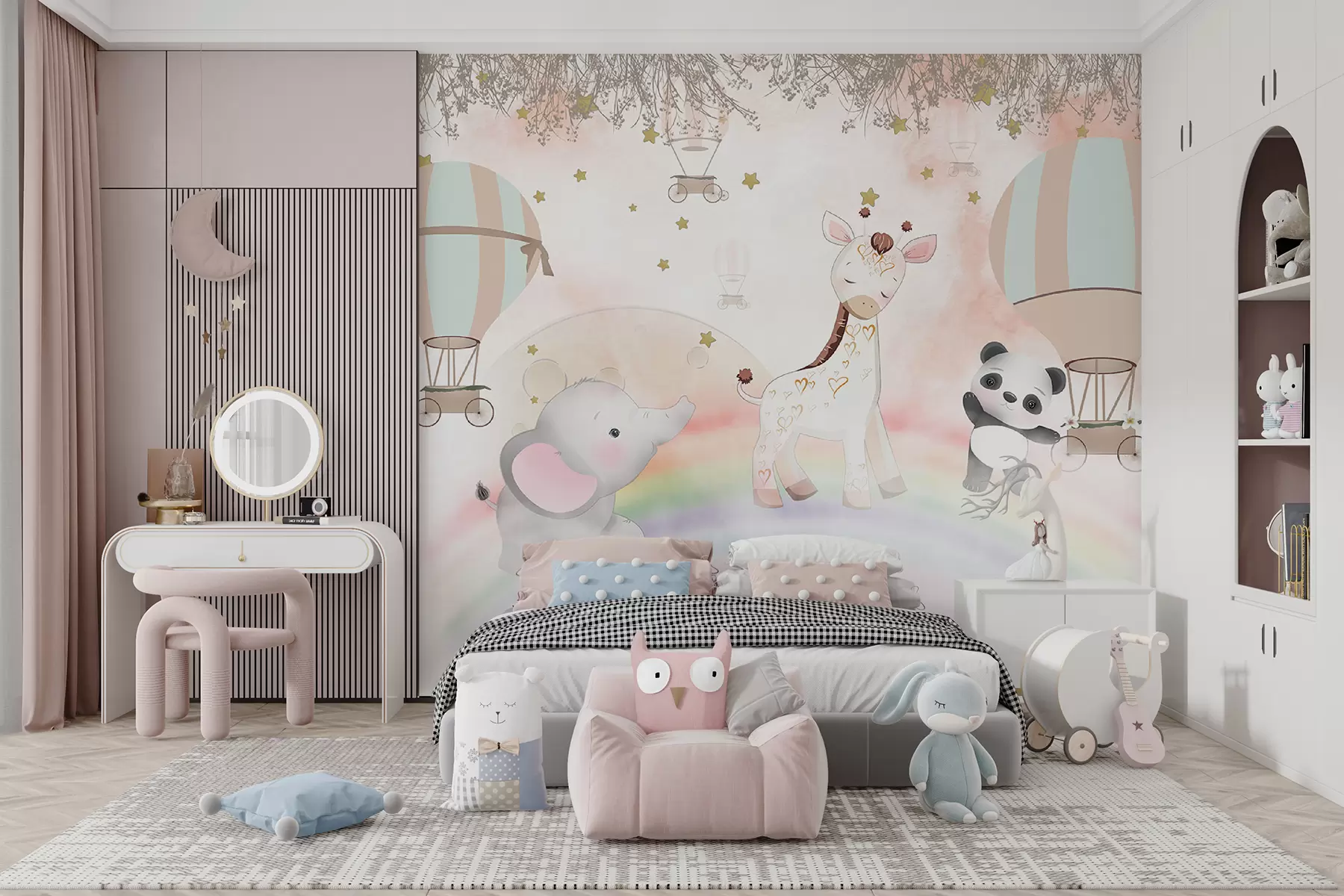 Papier peint Conception de papier peint avec des animaux mignons pour une chambre d'enfant u97008