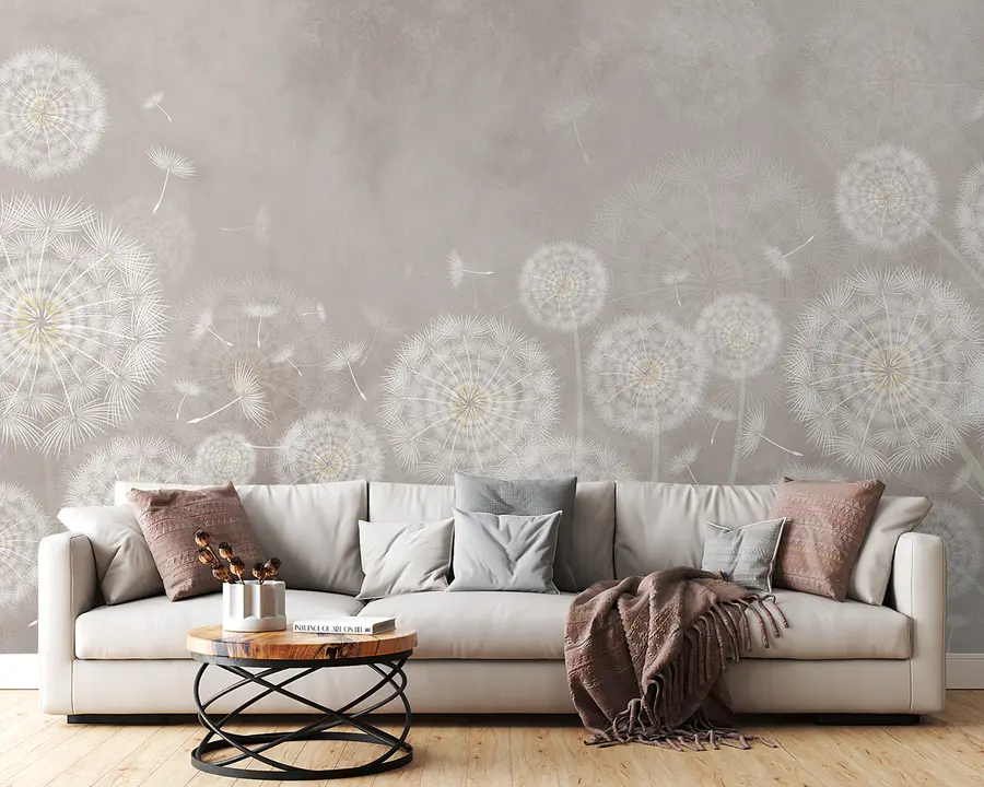 Papier peint Pissenlits sur fond texturé u95374