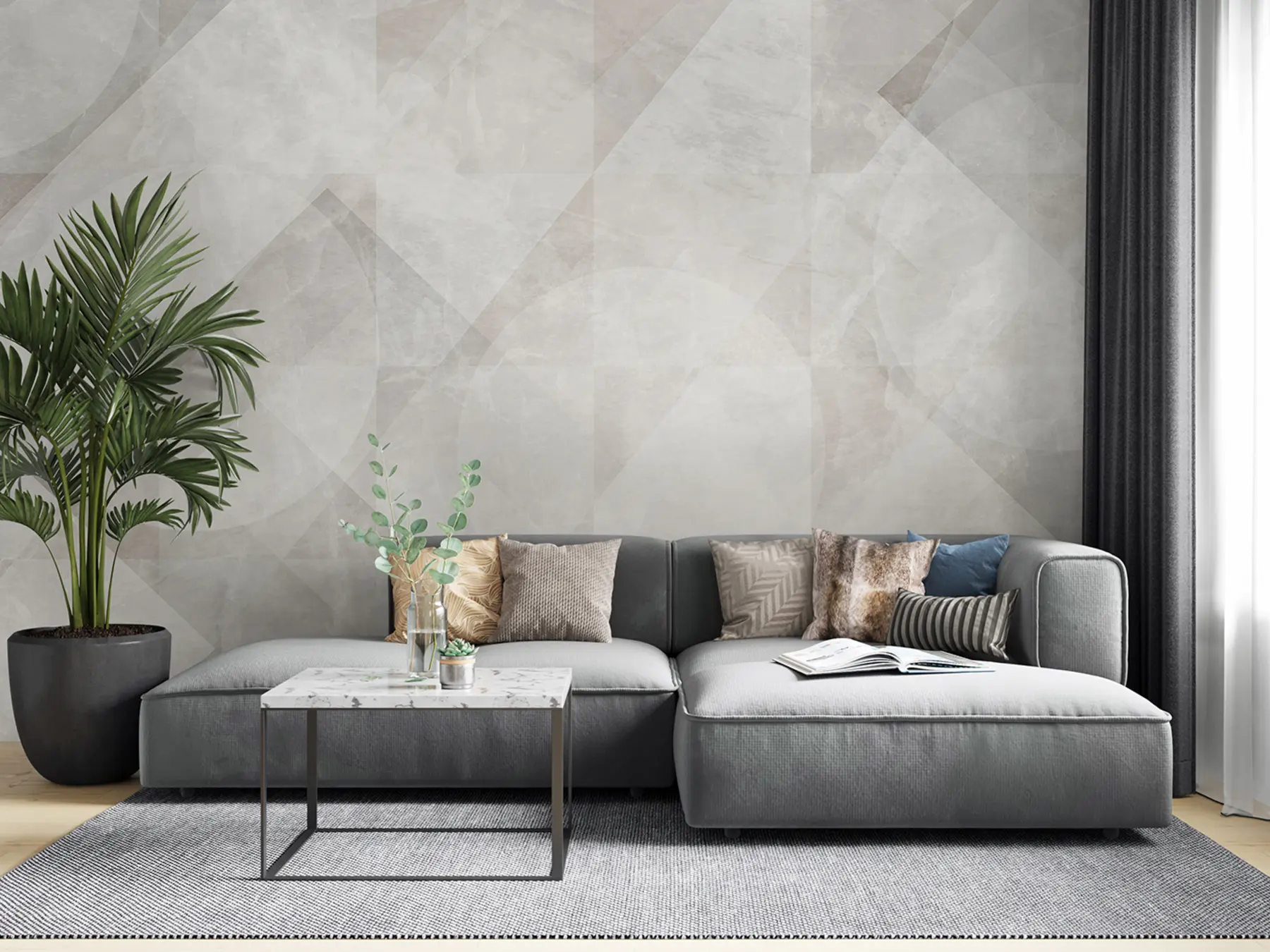 Papier peint Abstraction géométrique sur fond de marbre aux couleurs pastel u97269