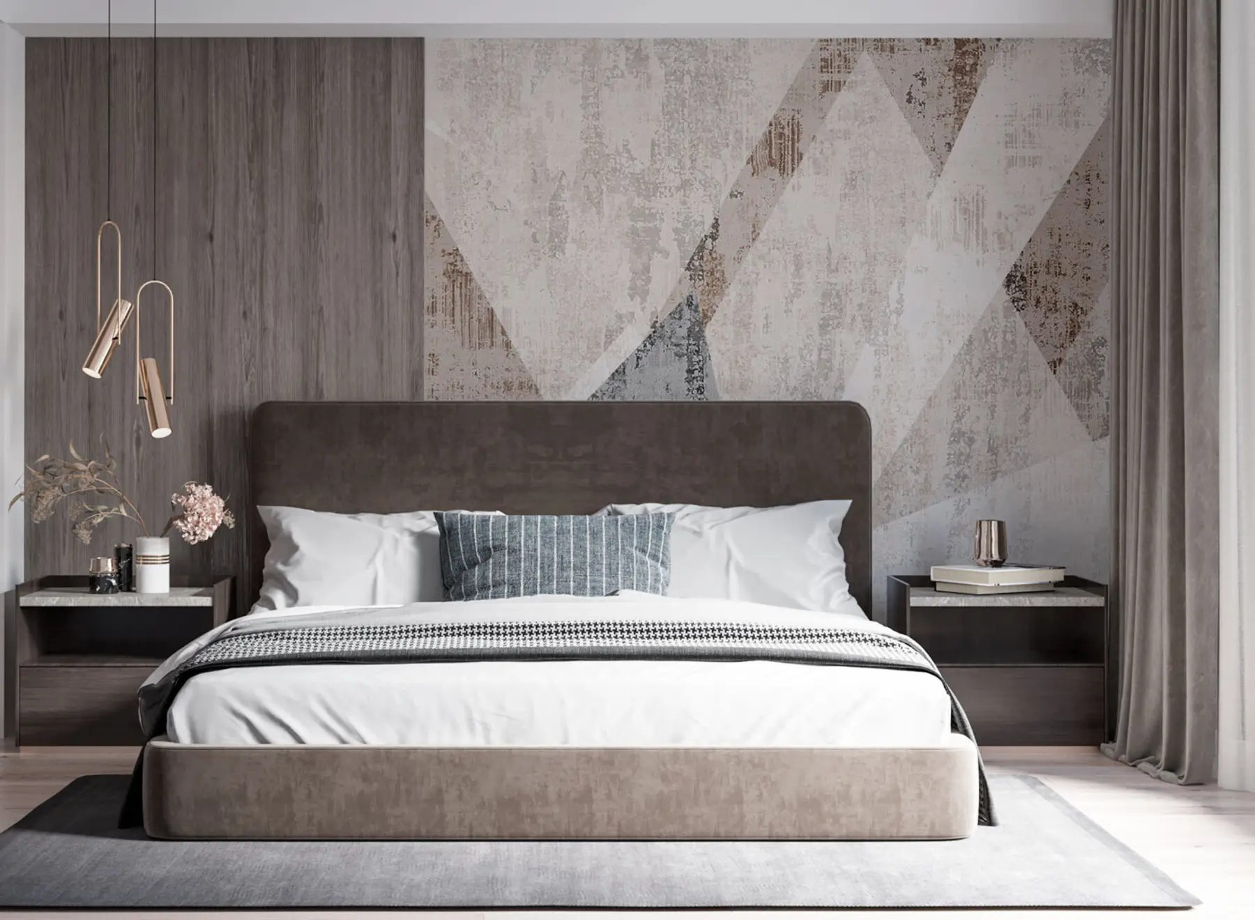 Papier peint Formes géométriques modernes de triangles dans le style du loft grunge u97203