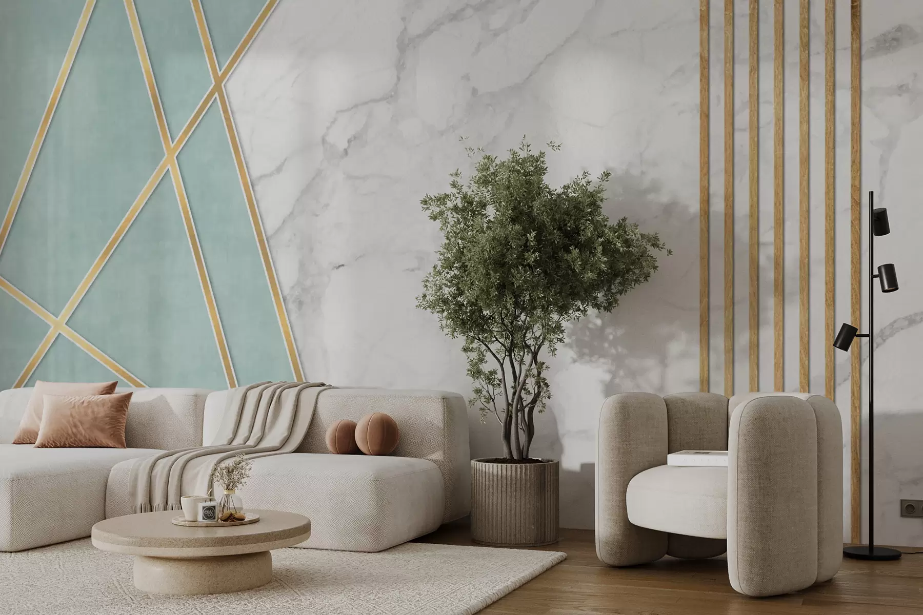 Papier peint Fond marbré avec géométrie et lignes u95385