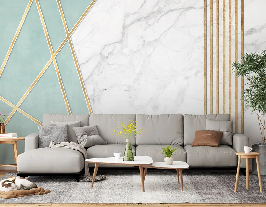 Papier peint Fond marbré avec géométrie et lignes u95385