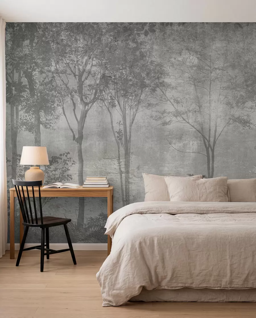 Papier peint Peinture d'une forêt sur un mur en pierre u97401