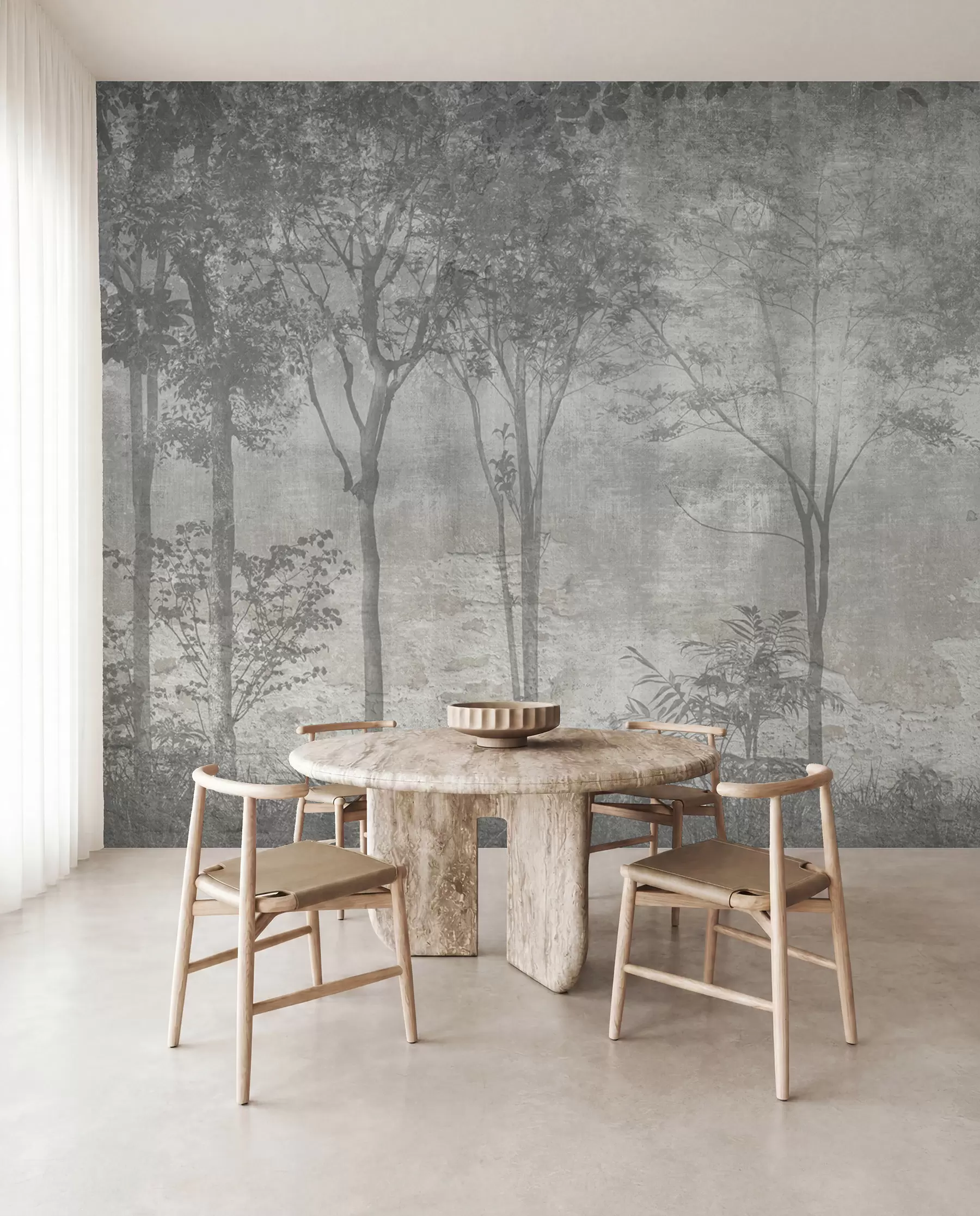 Papier peint Peinture d'une forêt sur un mur en pierre u97401