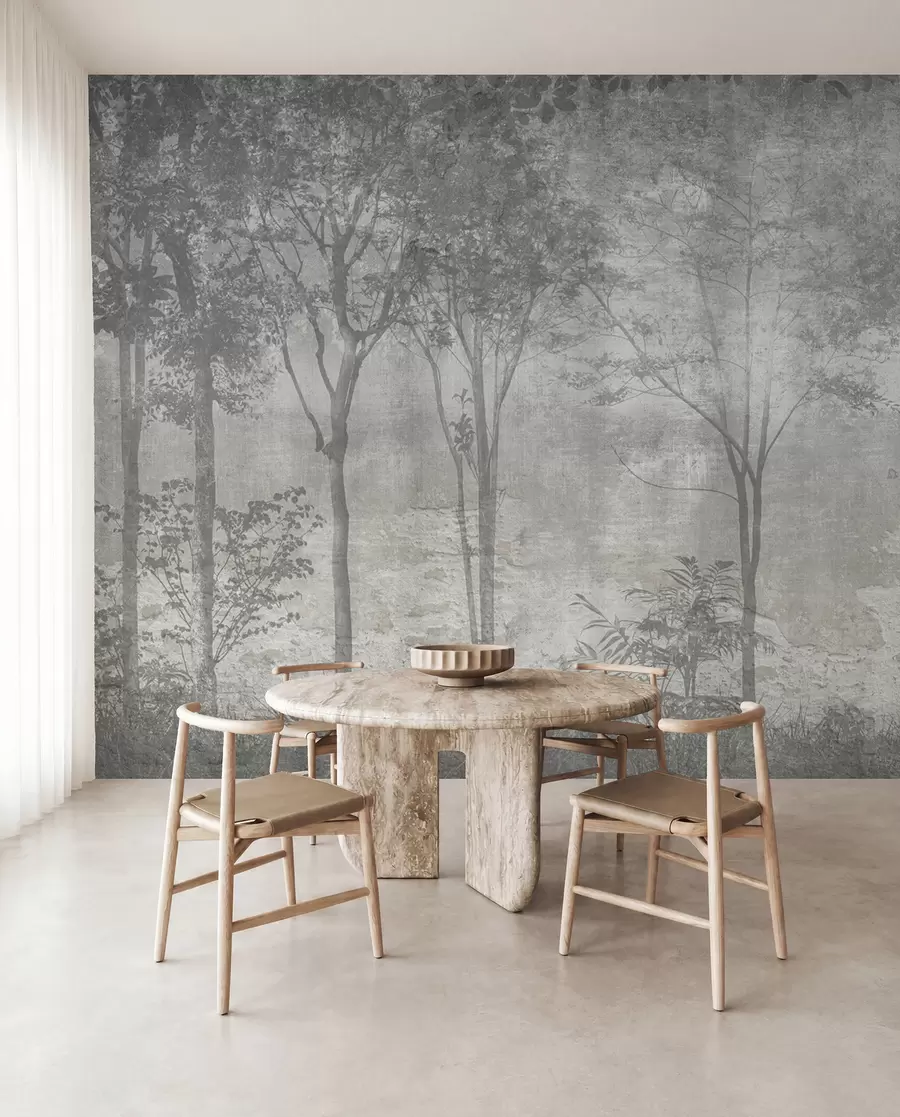 Papier peint Peinture d'une forêt sur un mur en pierre u97401