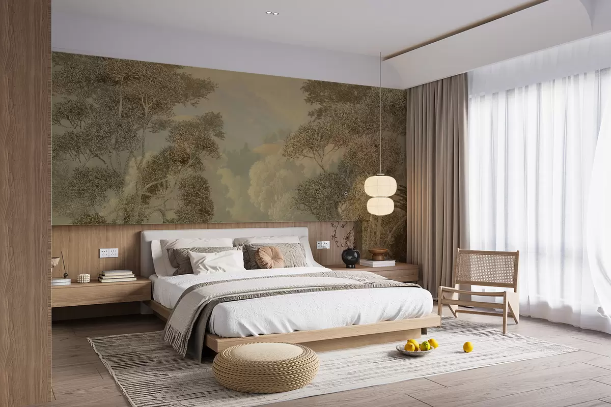 Papier peint Forêt tropicale dans les tons marron u97403