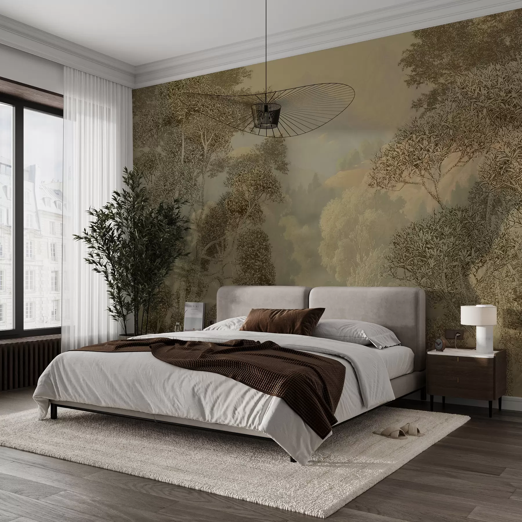 Papier peint Forêt tropicale dans les tons marron u97403