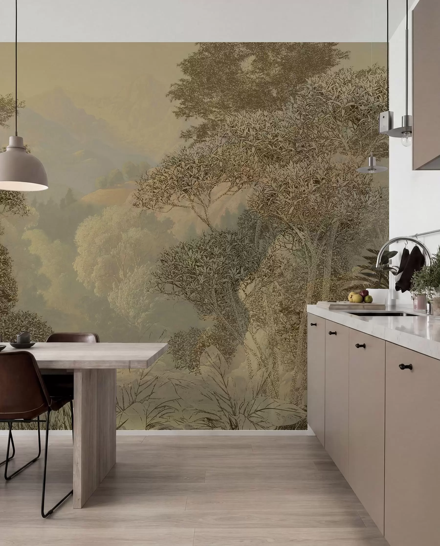 Papier peint Forêt tropicale dans les tons marron u97403