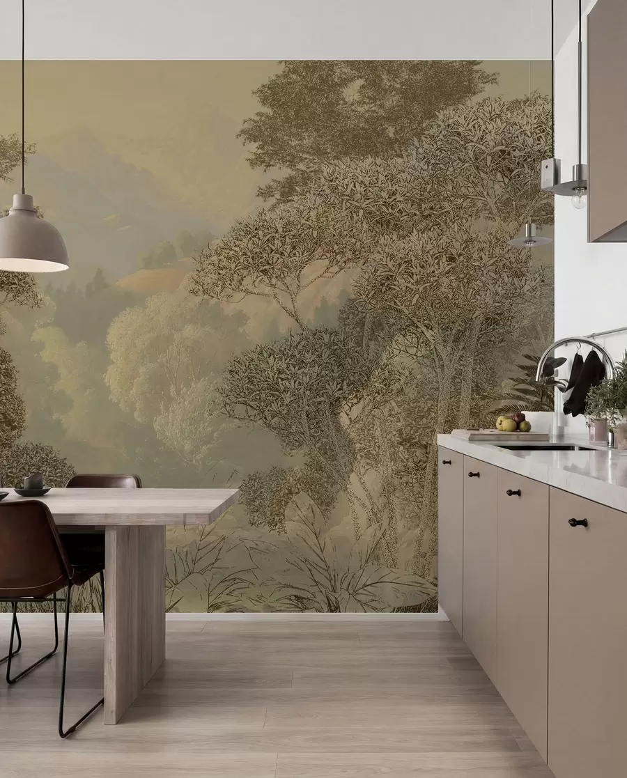 Papier peint Forêt tropicale dans les tons marron u97403
