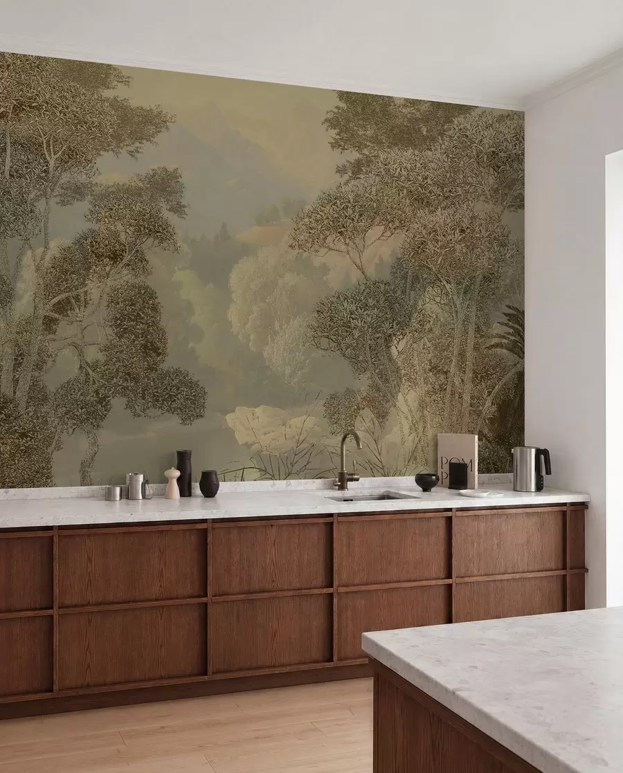 Papier peint Forêt tropicale dans les tons marron u97403